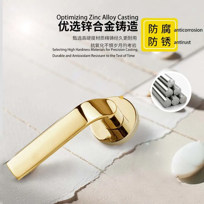 Qiansi Indoor door lockgold split lock brass silent lockbedroom silent universal wooden door lock