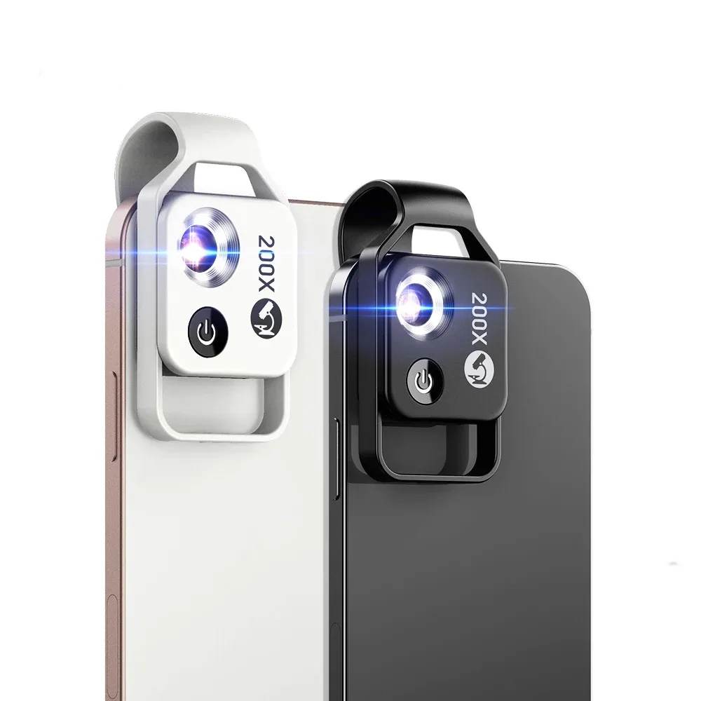 Apexel CE RoHS REACH Powerful Magnifying Glass Mobile Phone Lens Camera LED 200X Microscope Magnifier with Clip for iPhone