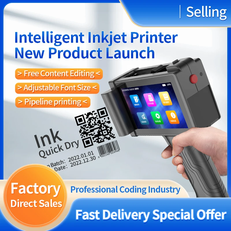 Portable Large Character 50mm Dual Cartridge Handheld Inkjet Printer 2588 2580 Handheld Inkjet Printer