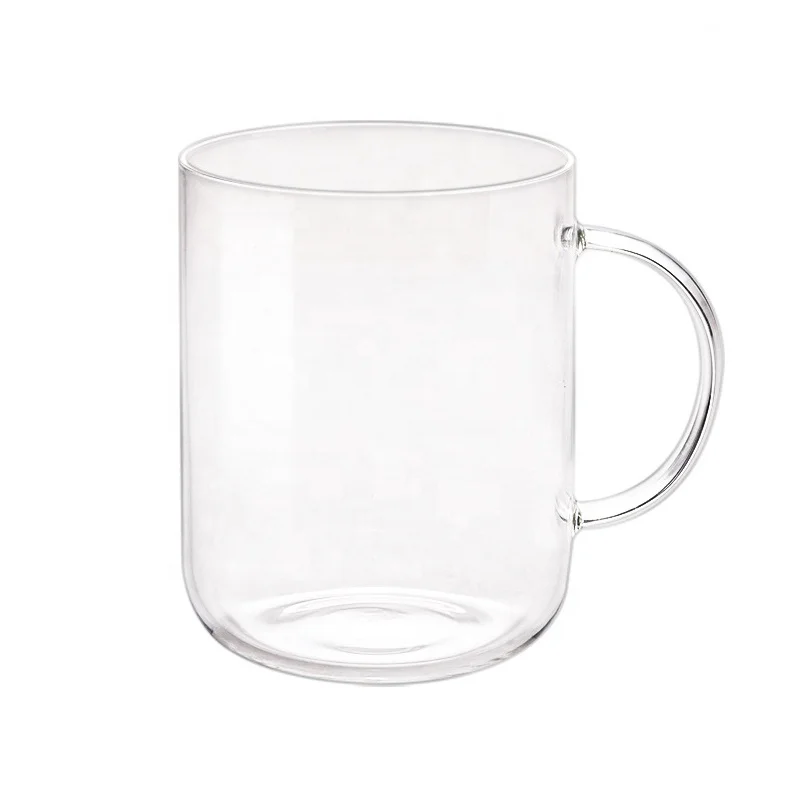 INS lightweight hand blown high borosilicate office glass water tea cup with handle