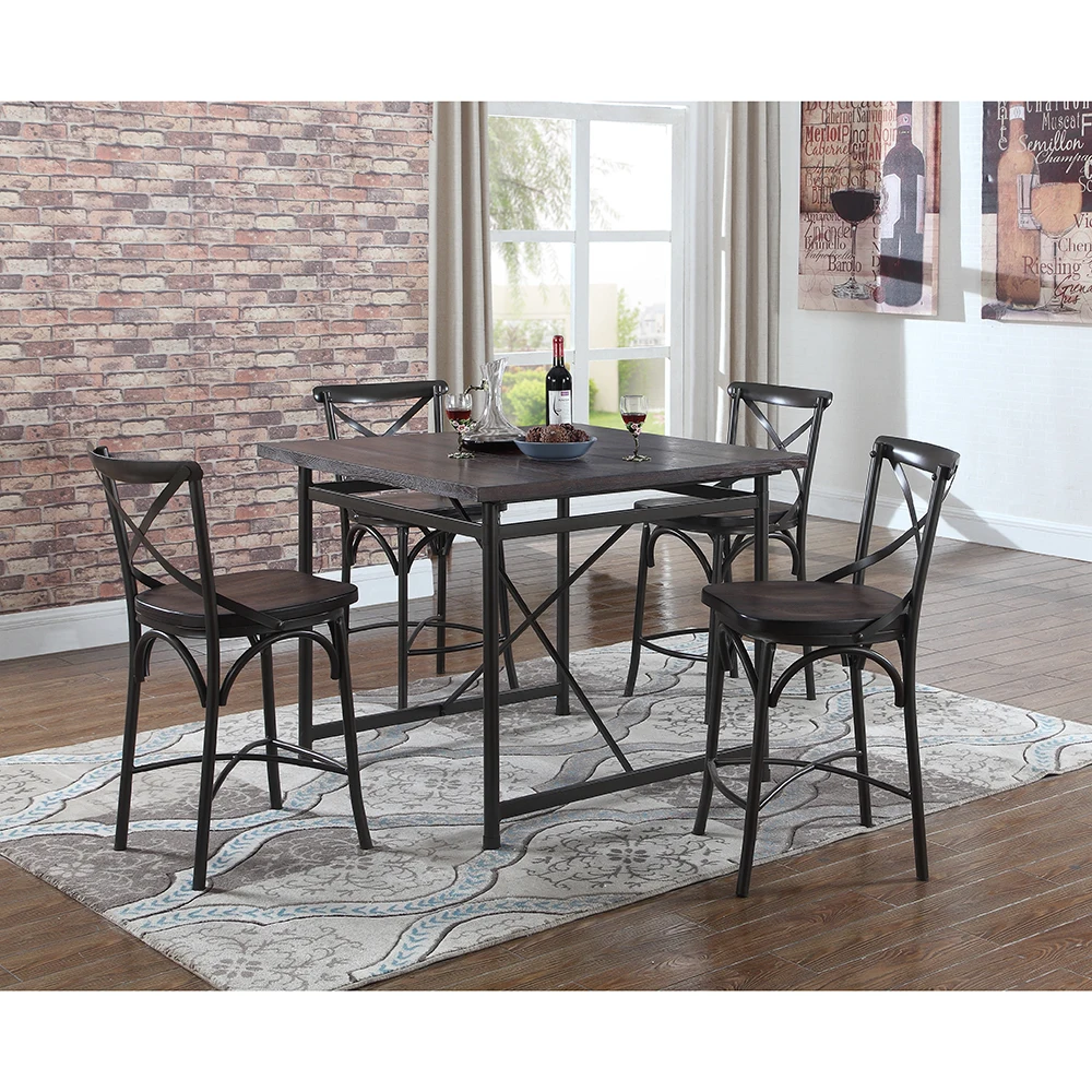 Деревянный металлический барный стол и стулья JIAHE home kitchen furniture