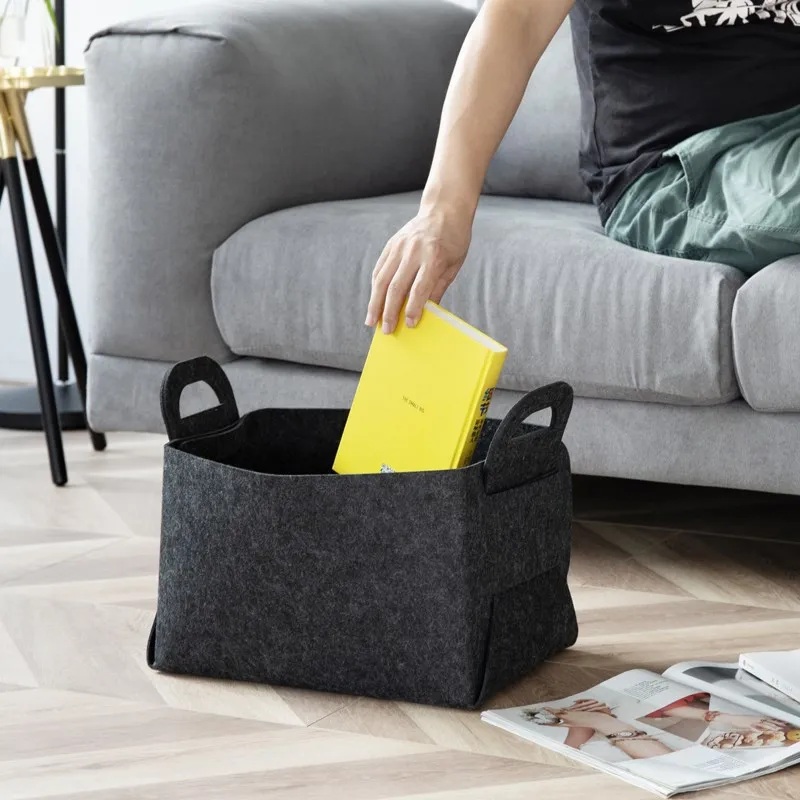 New Trend Large Portable Foldable Durable Multi-purpose Clothes Toy Storage Basket with Handles Cube Felt Storage Box
