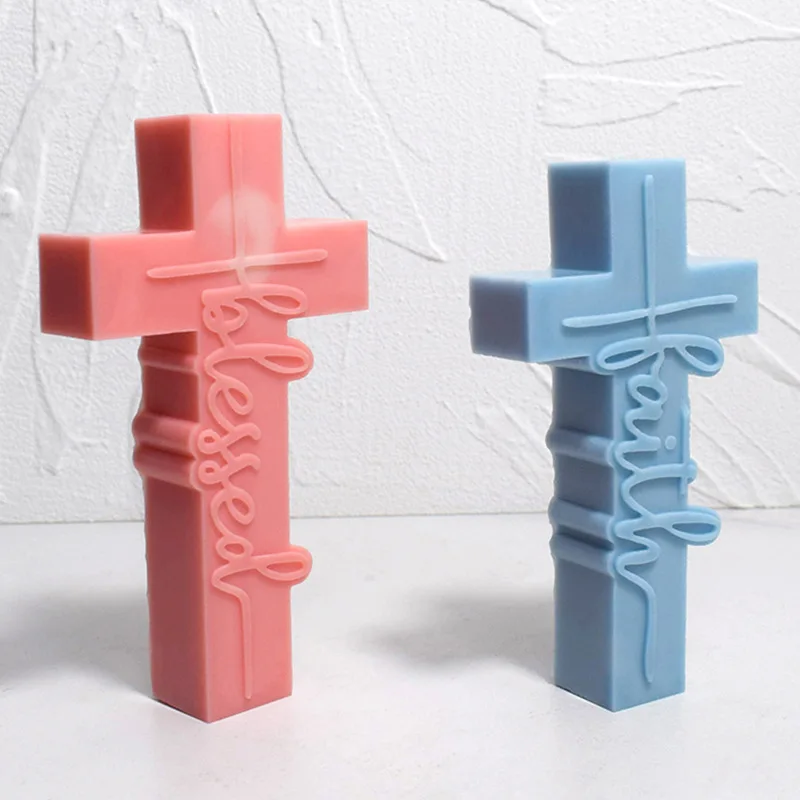 DIY Halloween Cross Scented Candle Ornament Baked Cake Cross Silicone Mold for Home Decor & Soap Gift Idea