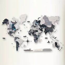 Factory Wholesale  For Home World Map Wall Decor Wooden 3D Decoration