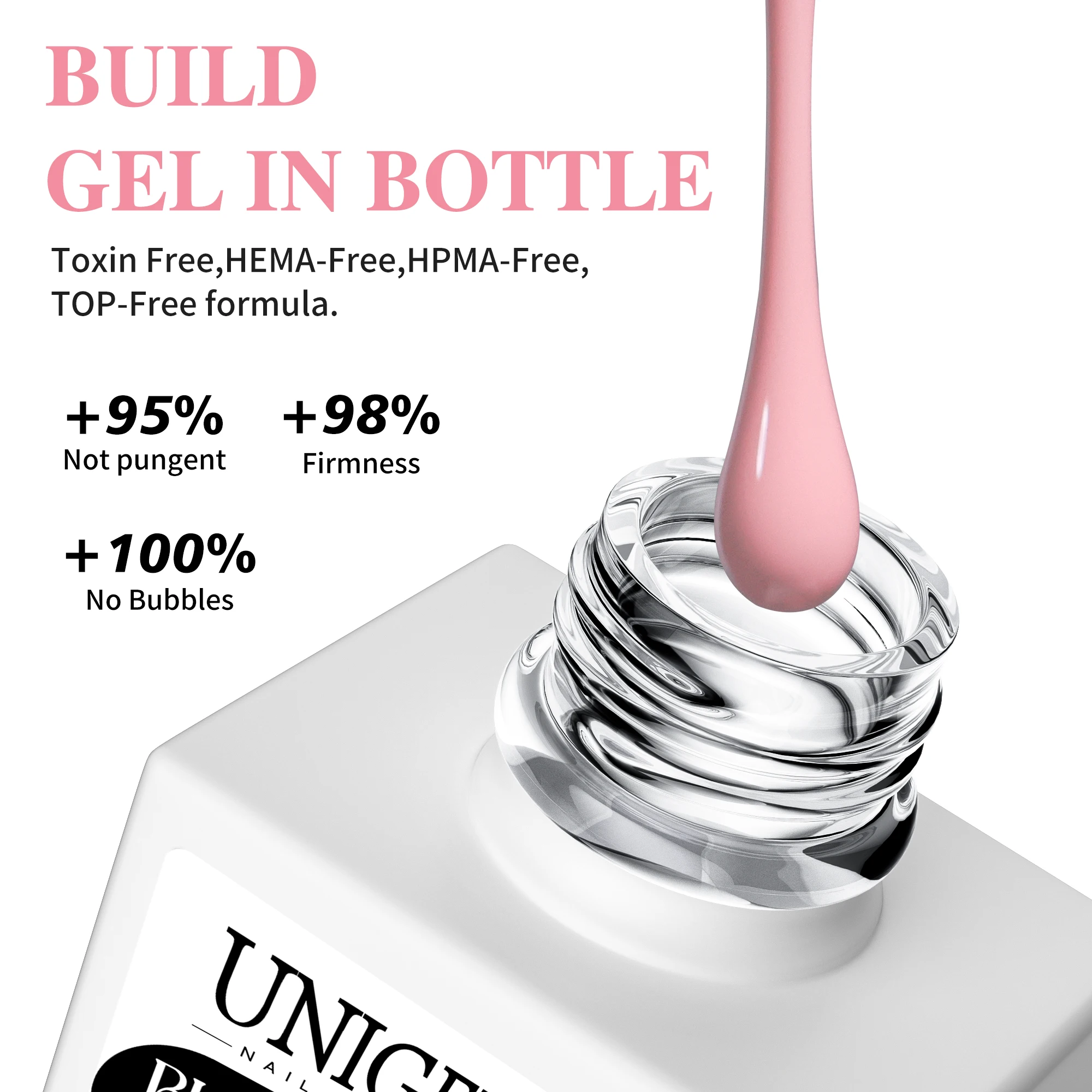 Unigel Wholesale Custom Private Label Nail Extension No Burn Liquid Uv/Led Builder Nail Gel In A Bottle BIAB For Nails