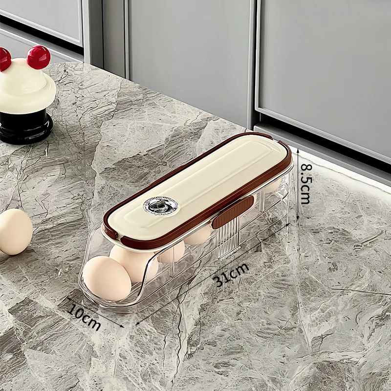 New design auto egg organizer storage egg holder roll egg container for refrigerator kitchen