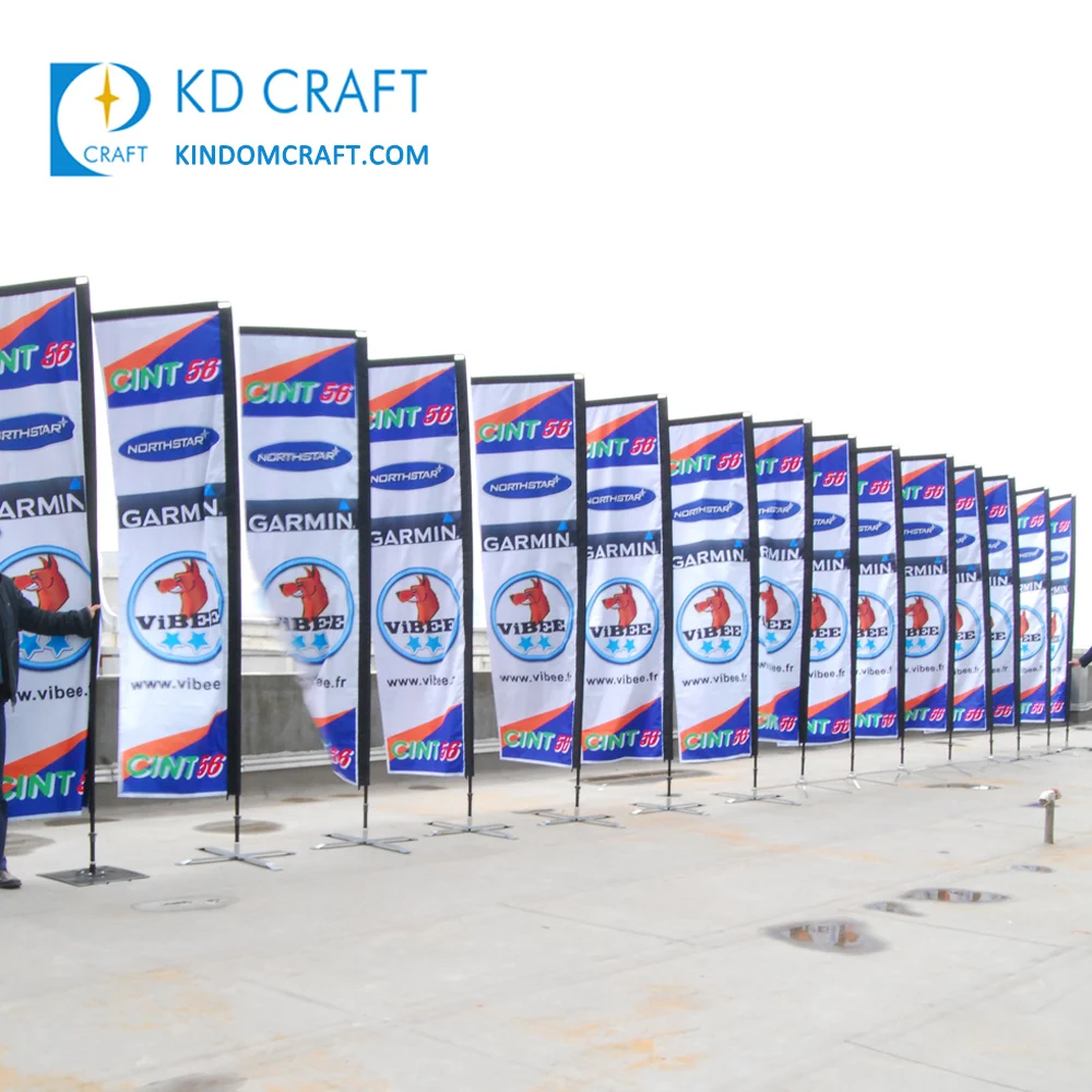 High quality custom eco friendly colorful printing outdoor feather shaped flying banners for sale