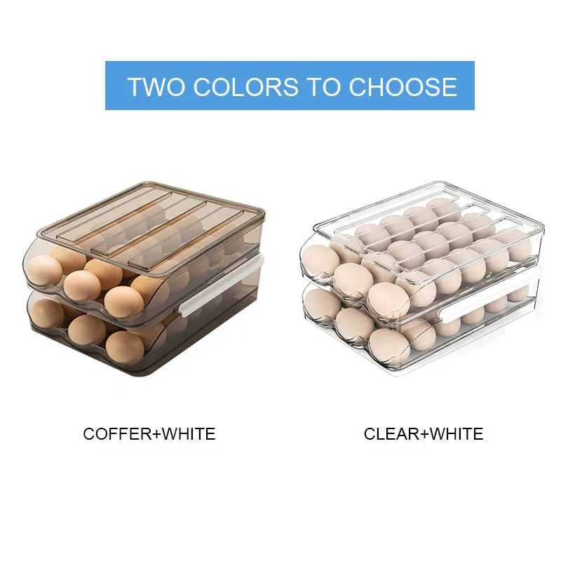 2-Layer Large Clear Plastic Capacity Egg Fresh Storage Holder Box for Refrigerator Storage Container