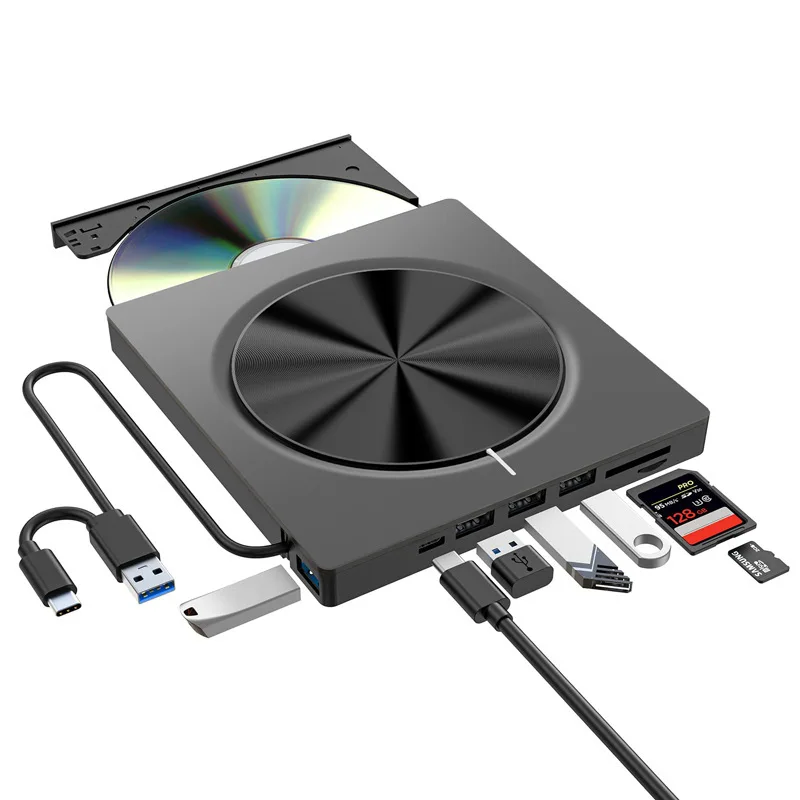 USB 2.0 Slim Portable External CD-RW Drive DVD-RW Burner Writer Player for Laptop Notebook PC Desktop External CD DVD Drive