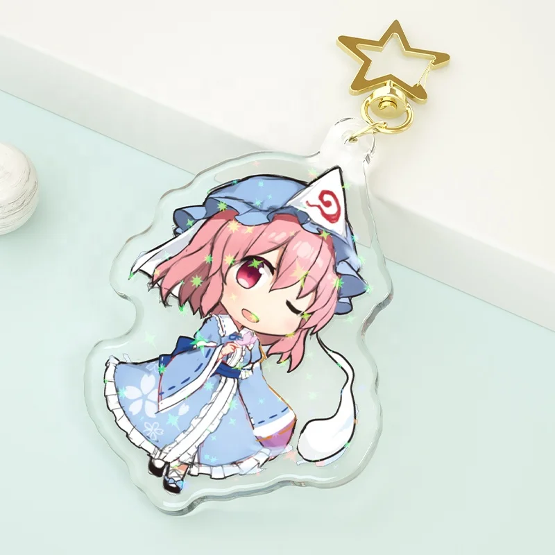Paran Best Quality Epoxy Anime Acrylic Keychain Custom Pvc transparent Rainbow Acrylic Charms Key Chain Custom Acrylic Keychain