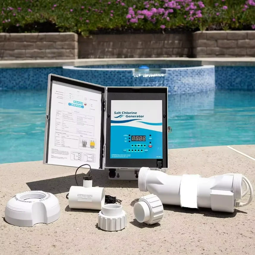 Pool Chlorine Generator Salt Water System Flow Switch Plumbing Set to 40K Gallon Capacity Salt generator