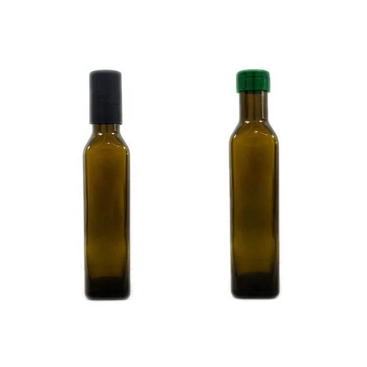 
Food Grade 250ml 500ml 750ml 1000ml Square Dark Green Marasca Glass Bottle Round Clear Glass Olive oil bottle with Aluminum cap 