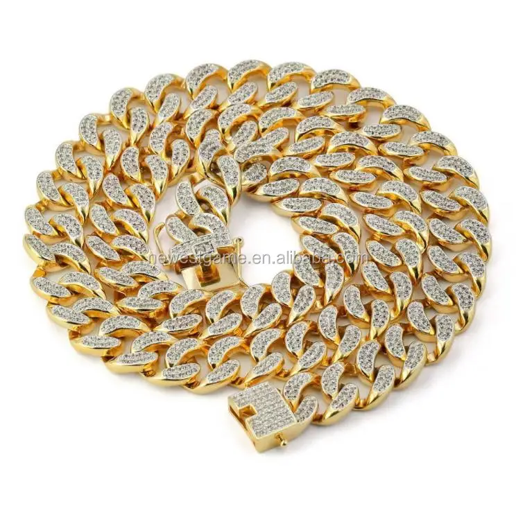 
 Хип-хоп, Мужская цепочка из белого золота, набор кубинских звеньев, 24k ожерелье, высокое качество, хит продаж, Клубная цепочка, бесплатная доставка  