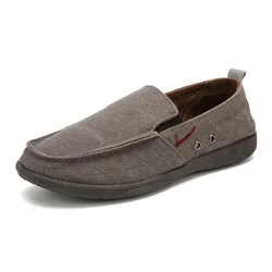 Mens Canvas Breathable Leisure One-Step Lazy Single Shoes Old Beijing Cloth Shoes Non-Slip Soft Sole