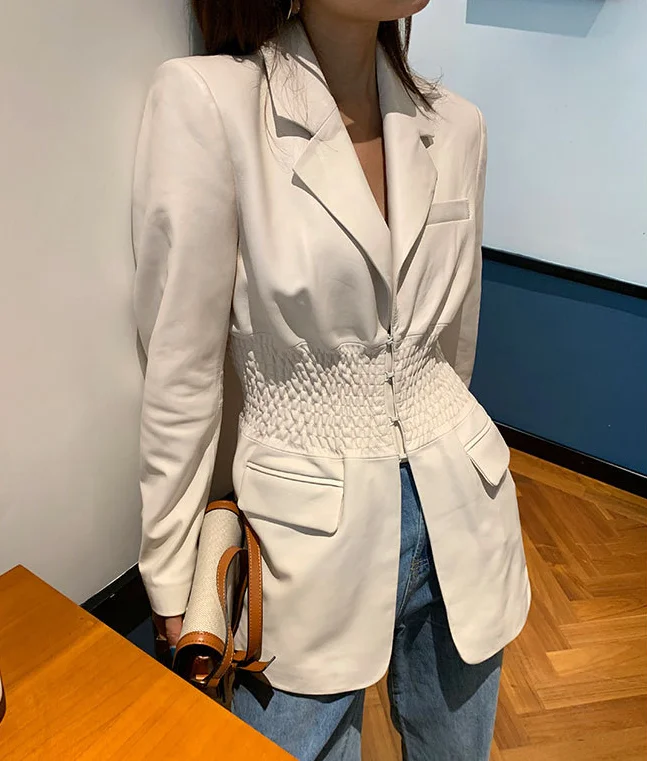 
2020 fashion women leather long coat 