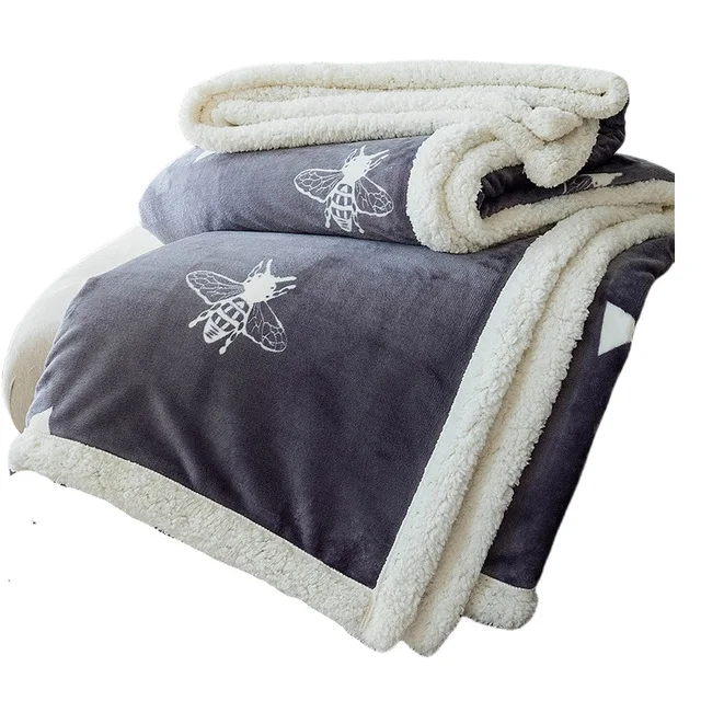 Soft luxury lamb wool warm pure color nap double thickened flannel blanket plain coral fleece sherpa blanket