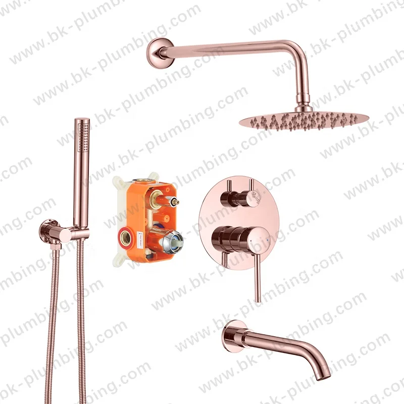 Ducha Empotrada Cepillado Wall Mounted Double Handle Bath Shower Valve Rainfall Antique Brass Shower Mixer
