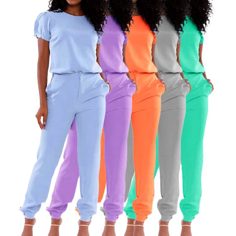 Customized Hospital Scrubs Uniforms Sets Short Sleeve Nurses Scrub Uniform Sets Wholesale Woman Scrub Set