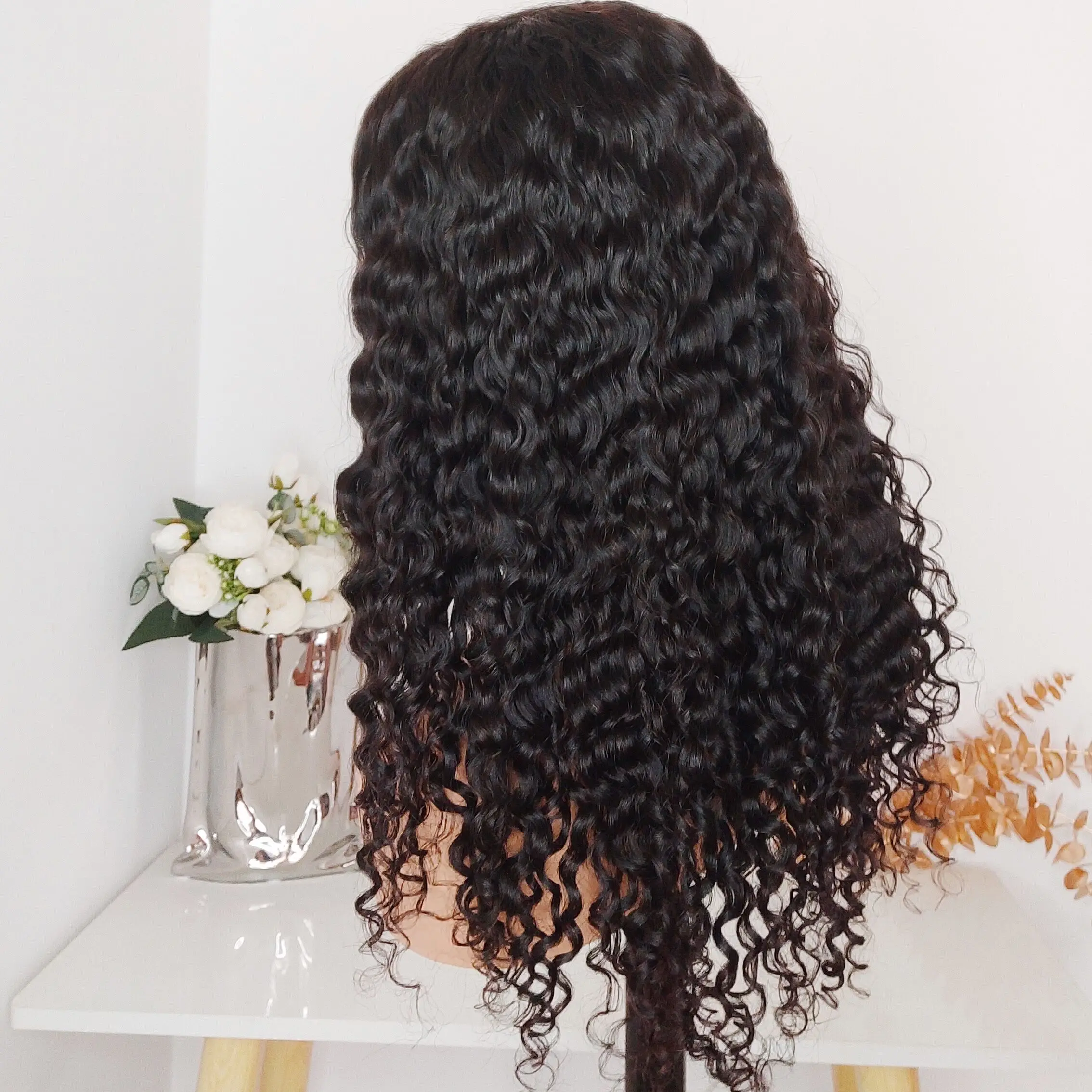 New Arrival Virgin Cambodian Human Hair Wigs For Black Women, Cambodian Loose Deep Wavy Curly Human Hair Lace Front Wigs 5*5 HD
