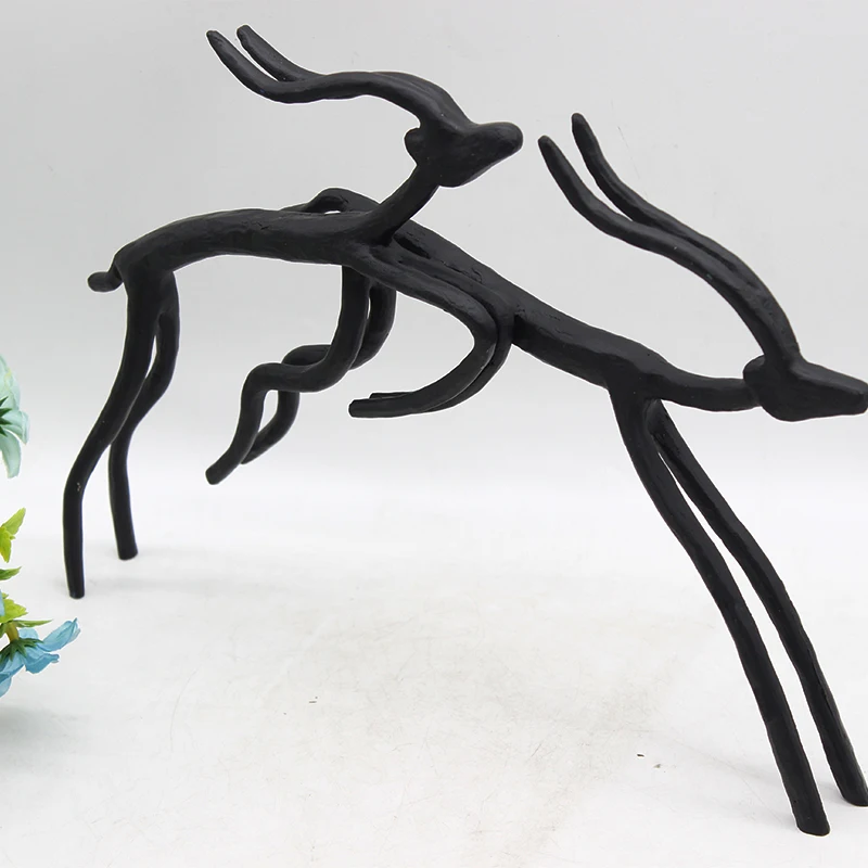 Factory selling two deer sculpture ornaments home decoration crafts office animal statues retro simplicity