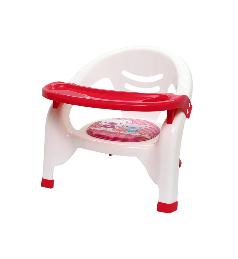 Lovely cartoon printed kids safe plastic dinner chairs with table and sound