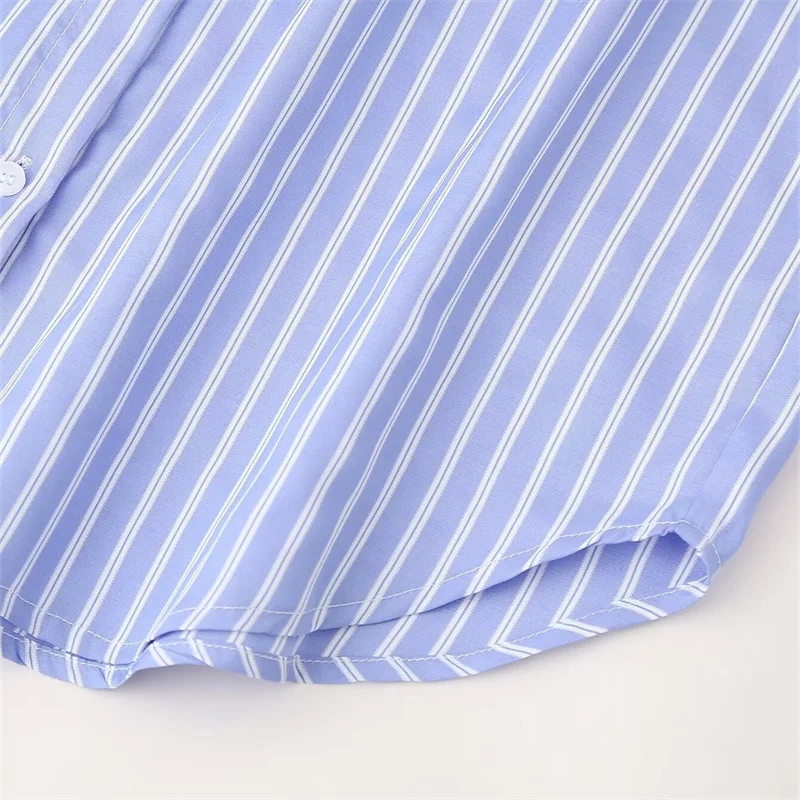 TAOP&ZA Spring and Autumn Long Sleeve Striped Shirt Women 2024 Korean Style Spliced Embroidered Flower Bottoming Top Chic 209