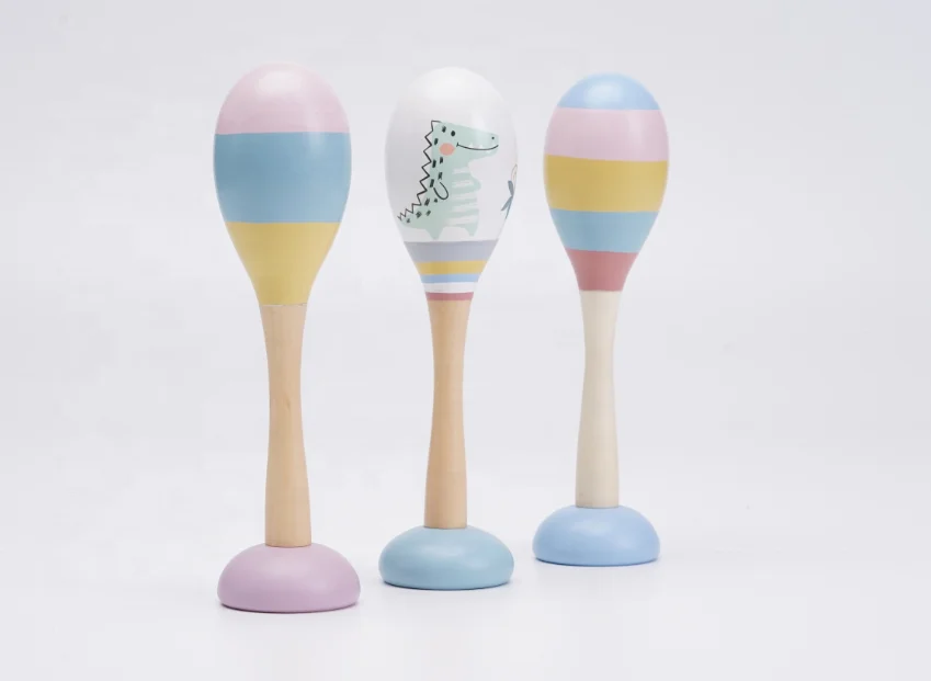 New Design Kids Learning Toys Early Educational  Wooden Maracas Musical Instrument Toy For Kids