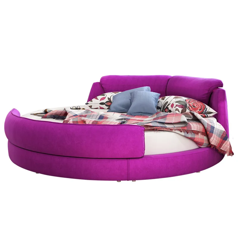 Romantic fabric soft comfortable round bed frame sex round beds