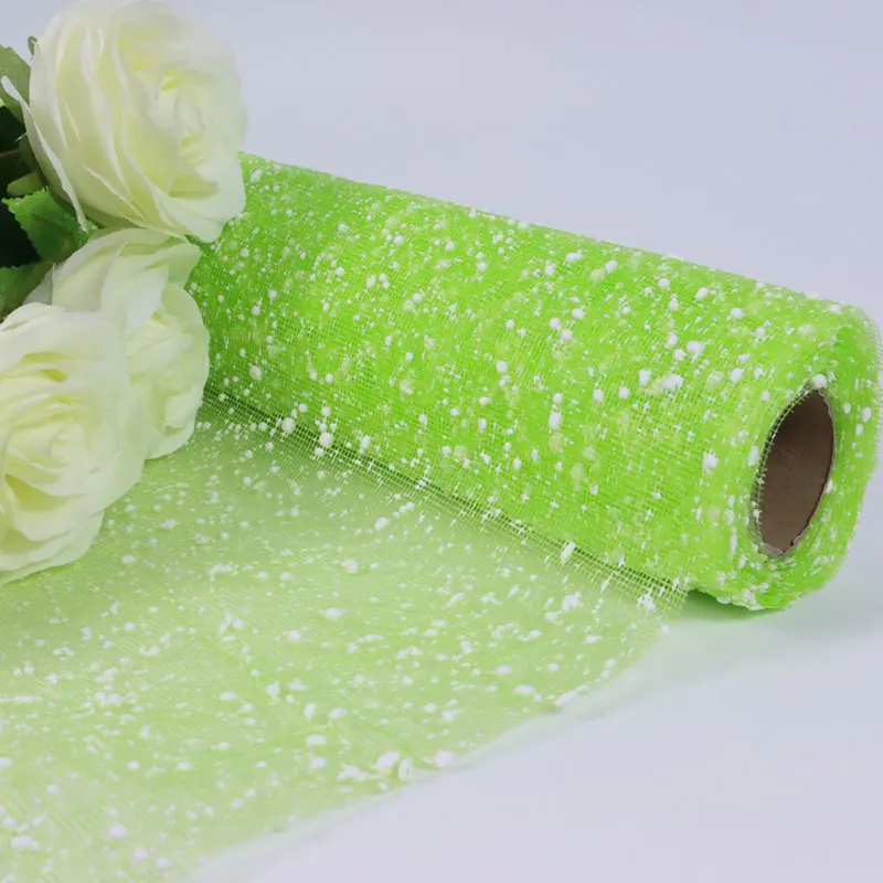 Hot selling colorful Flowers Gift Wrapping Paper Snow Dot Yarn Mesh Florist Bouquet Packaging for DIY Party Wedding Festival