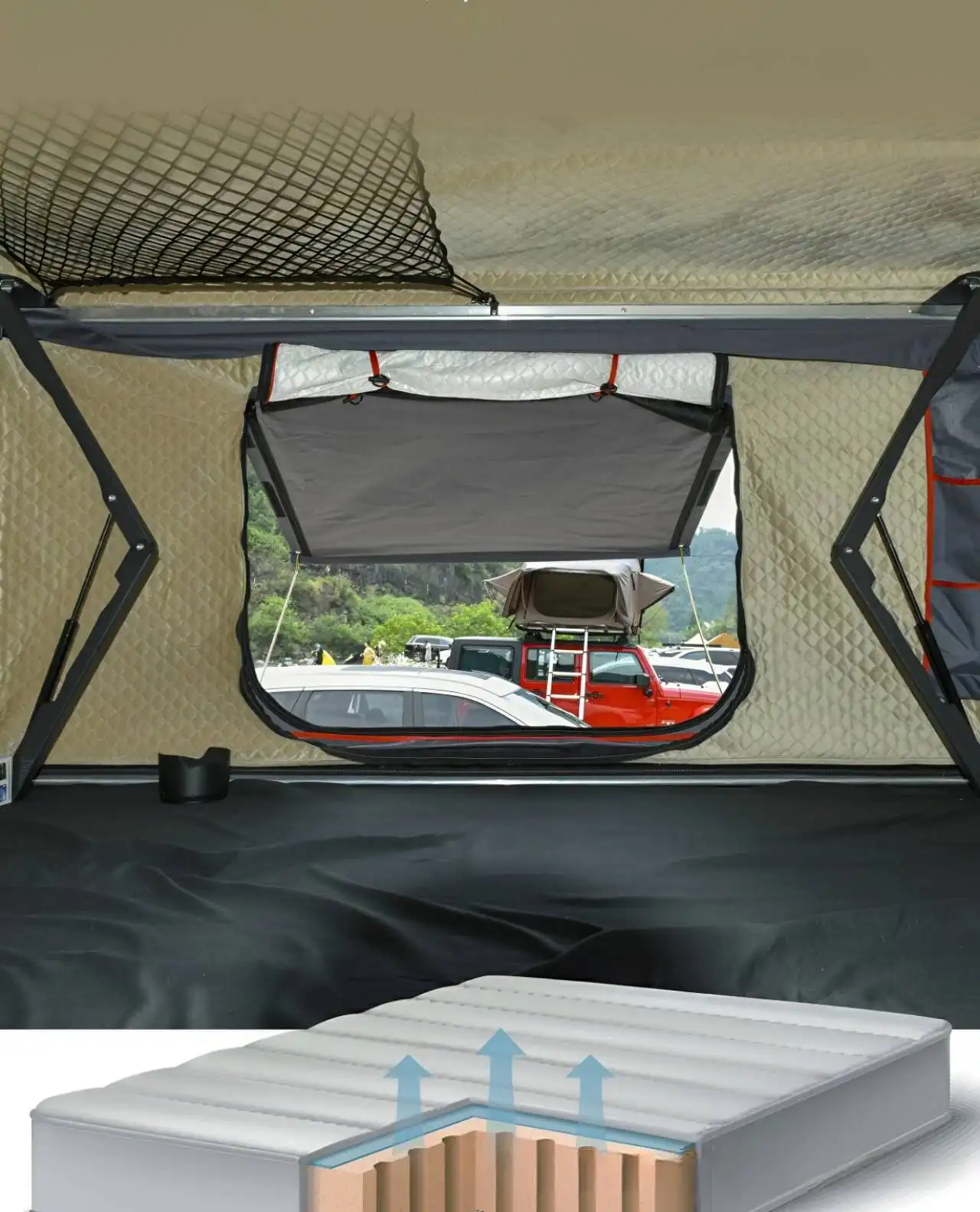 Fully automatic rooftop tent SUV off-road vehicle folding rooftop tent large capacity stable tent