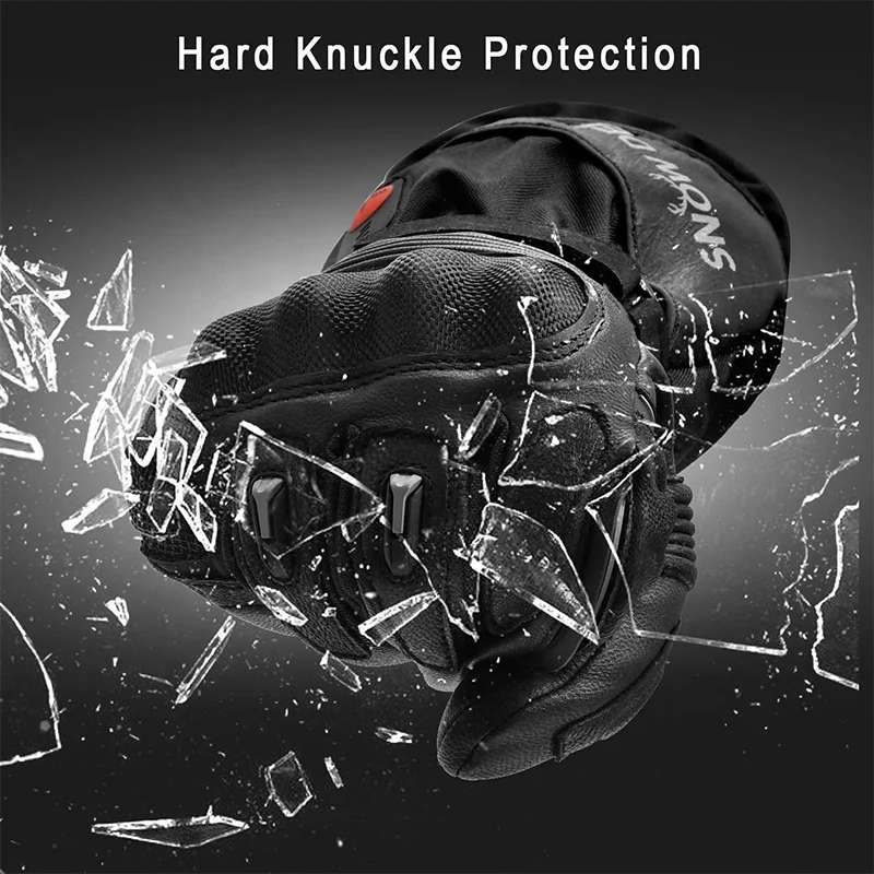 Customized Safety Warm Touchscreen Breathable Electrical Rechargeable Windproof Racing Motorcycle Heated Gloves