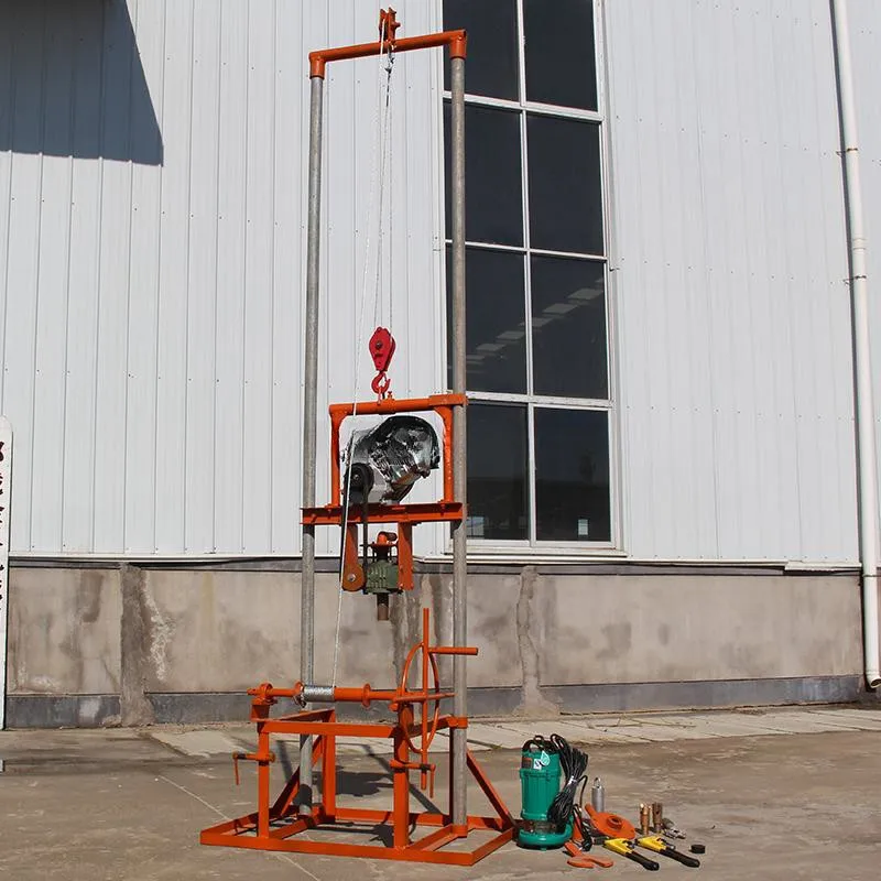 Small portable 80m depth gasoline mini manual rotary boring water well drilling rig machine