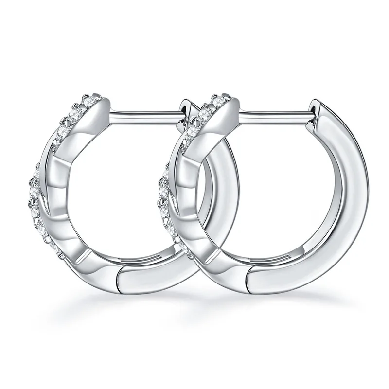 Fashion jewelry cross-twist Wall earrings 925 Sterling Silver 18k Gold plated Pass Diamond Test Moissanite Hoop Earrings