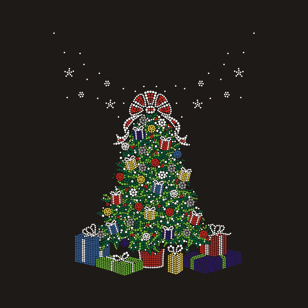 Christmas Designs Rhinestone Heat Transfer Wholesale Custom Iron on Heat Transfer Rhinestone