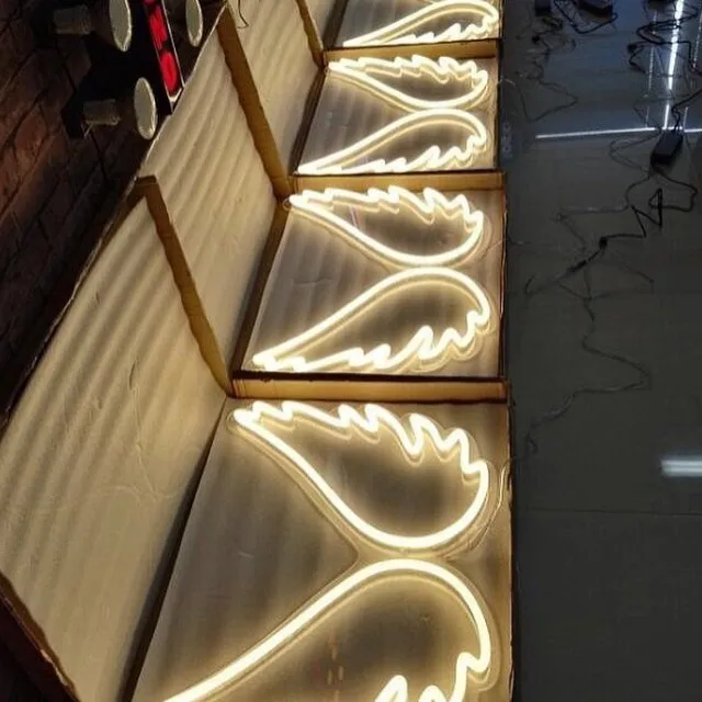 Personalized Neon Sign Lights Custom Angel Wings Led 2D Acrylic Visual Art Wall Hanging Shop Bar Party Bedroom Decor