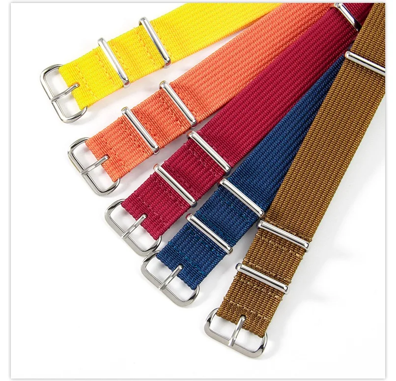 Fast Shipping Ballistic Nylon Ribbon Watch Strap 18mm 20mm 22mm Fabric Braid Nylon Ribbed Nat0 Strap
