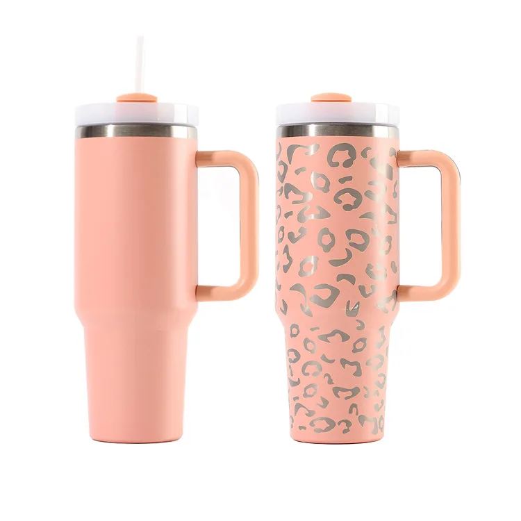 40oz Thermos cup leopard print car cup cup with a straw thermo beker stainless steel thermo mug