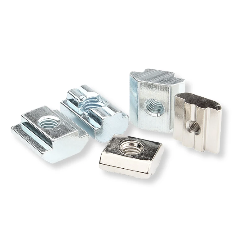 Square Nut Block Galvanized Nickel Steel Nut for 2020 3030 4040 4545 5050 6060 Aluminum Profile Assembly Industrial Application