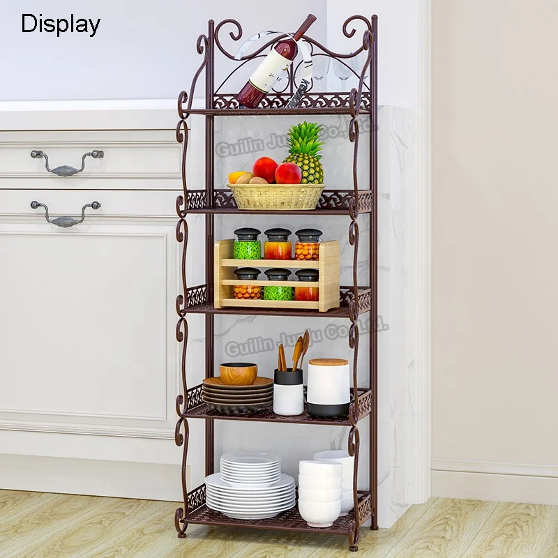 Folding Metal Storage Shelf 5 Layer for Living Room Kitchen Bathroom Corner