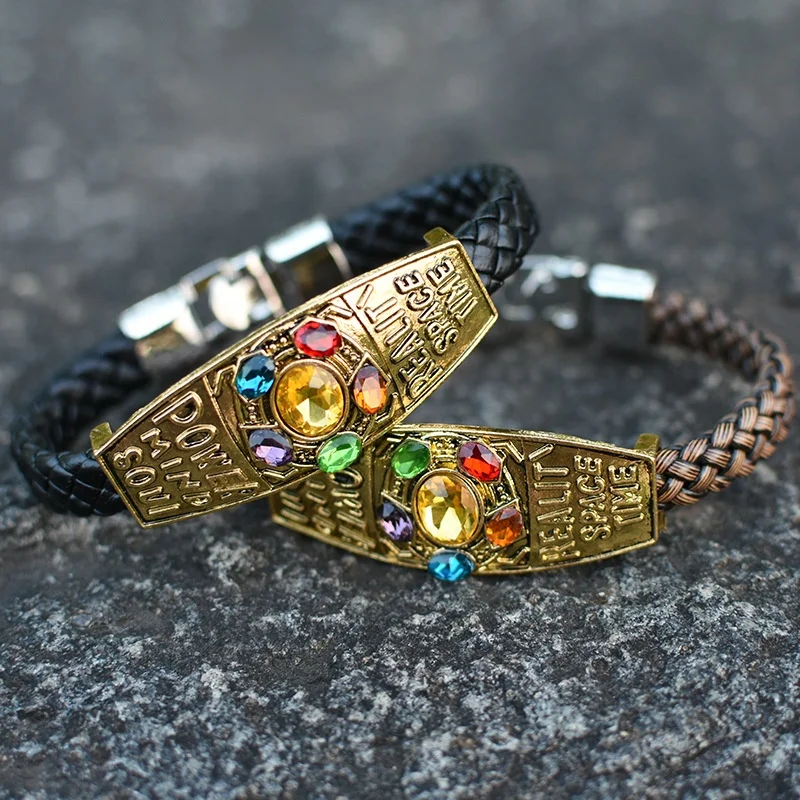 Factory Wholesale High Quality Men Weave Bracelets Jewelry Unisex Handmade Weave Leather Anime Bracelets