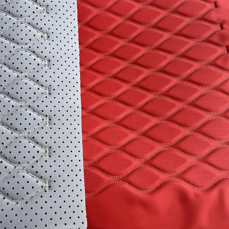 unique design high class punching hole sewing embroider silicone leather pvc leather for car seats