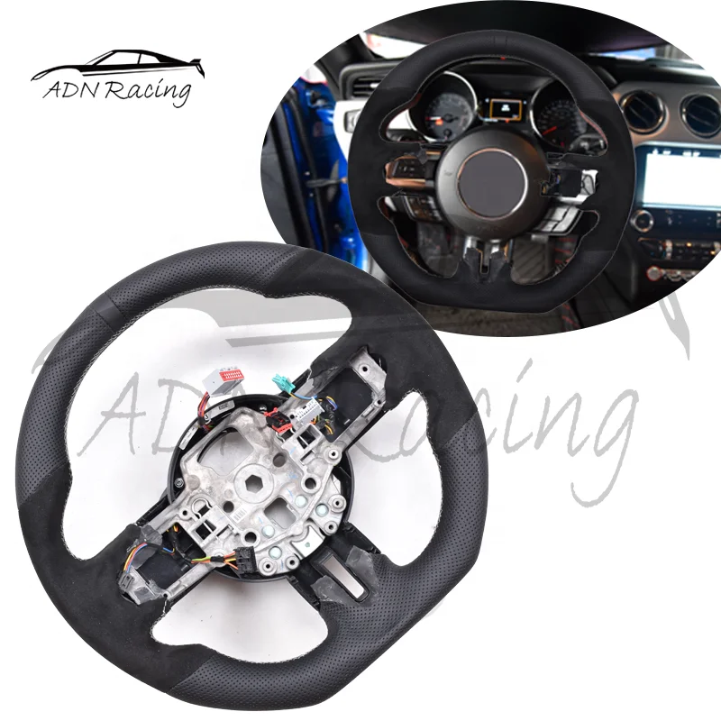 Perforated Leather with Italy Al.cantara Custom Steering Wheel For FORD MUSTANG 2018+