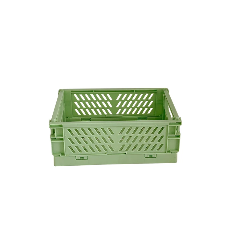 Mini colorful plastic PP portable classroom folding storage baskets box with handle (1600354679209)