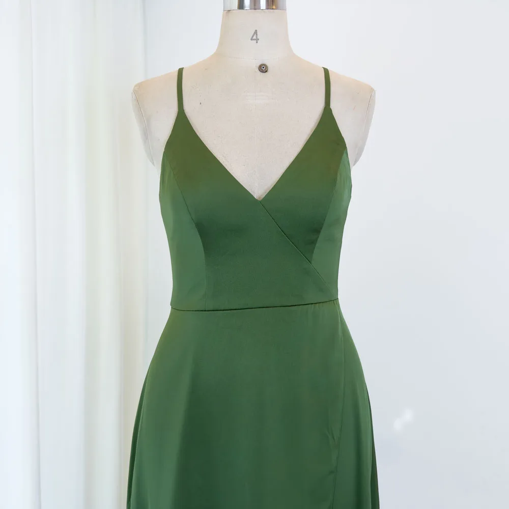 TEENYEE New Arrival V-Neck Green Bridesmaid Dress Evening Woman Plus Size Wedding Dress Elegant