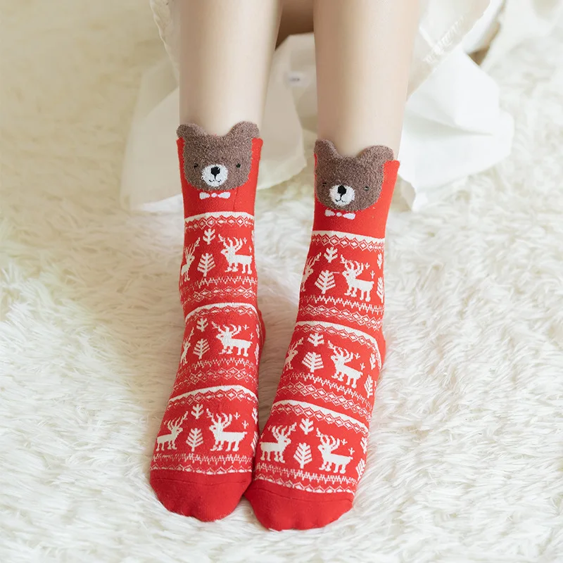 Dropshipping amazon 2021 Christmas Funny Cute Animal Socks for Women Bulk Wholesale Custom Cotton