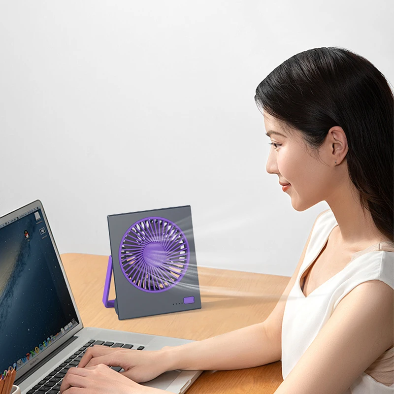 IMYCOO Low Voltage Rechargeable Folding Hanging Mini Table Fan OEM ODM Portable Square USB Desktop Fan Small Desk Fan