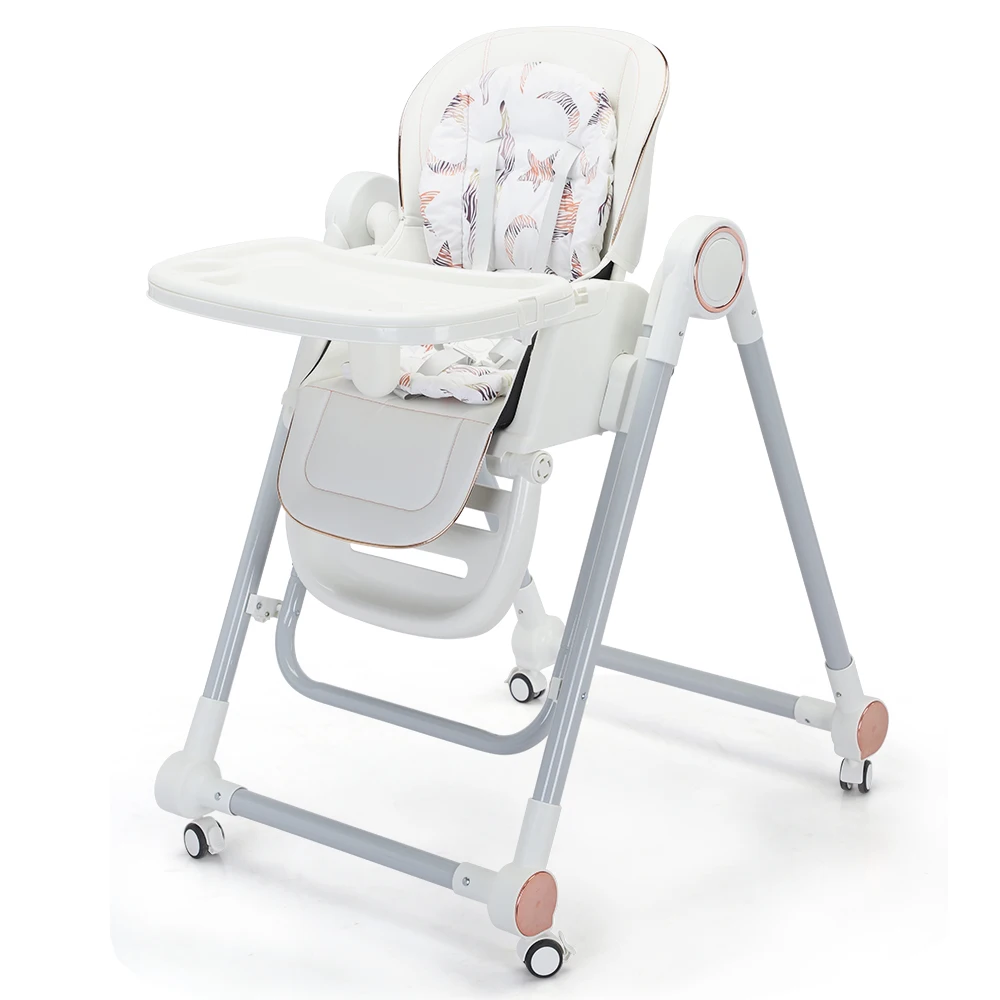 Custom Cheap Multifunction Foldable Baby Feeding High Chair Plastic Baby Eating Dining Chair With Detachable Double Tray