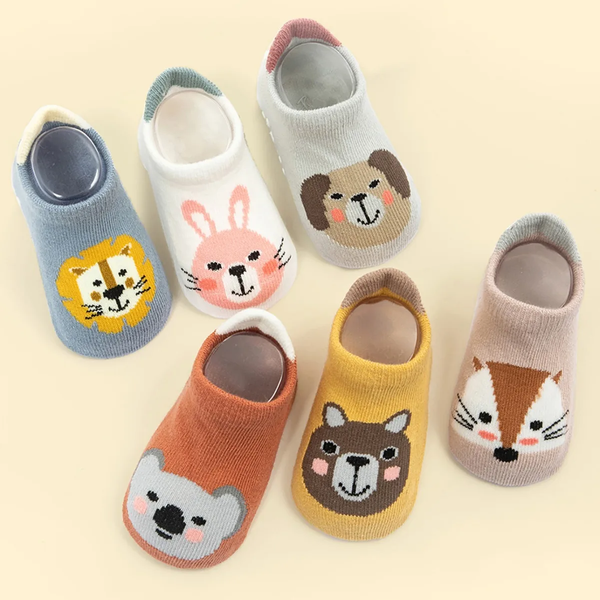 KT26 Custom Logo Free Samples Anti Slip Cartoon Glue Children Boys Girls Children Non-Slip Floor Baby Socks