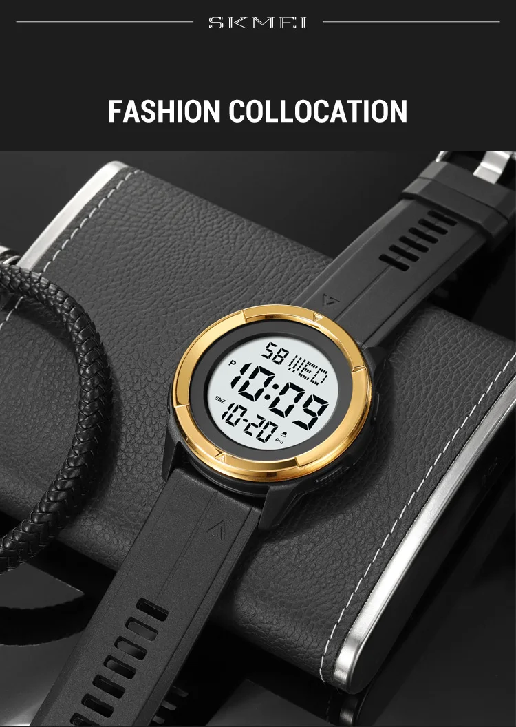 Skmei 2047 fashion made in china gents digital watch low price PU band Waterproof Multi function in stock sports hand watch