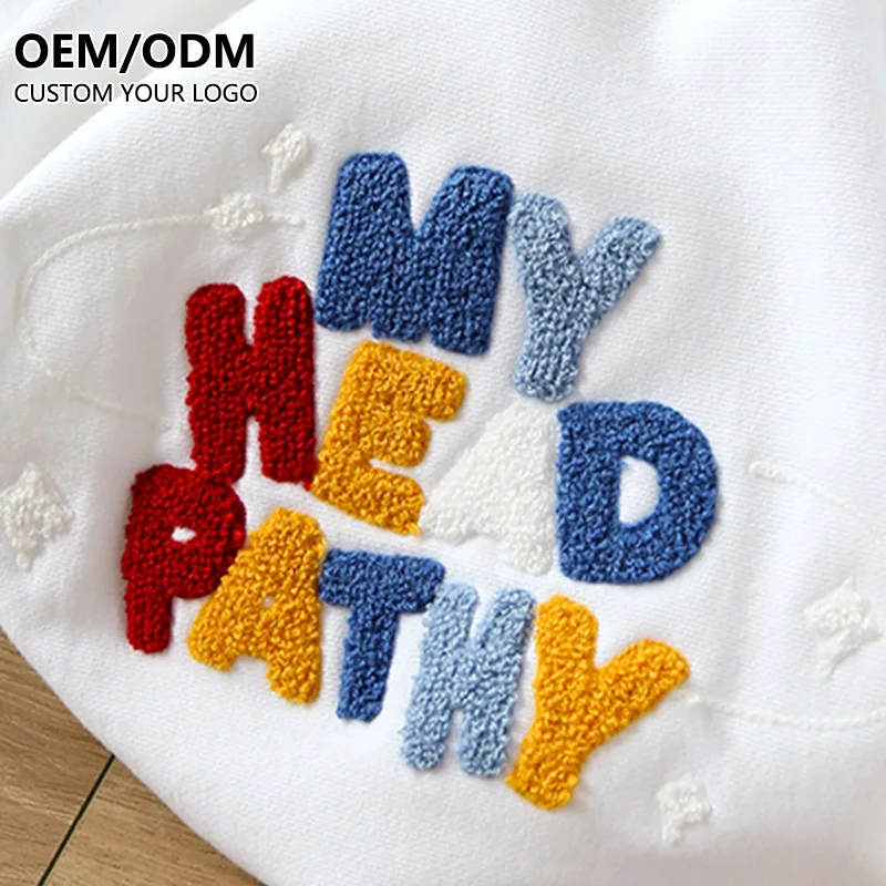 Custom Logo Mens Chenille Embroidery T shirt Fashion Tshirt With Chenille Embroidery